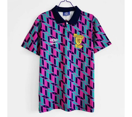 Scotland 1990 Away Pink&Green Soccer Jersey